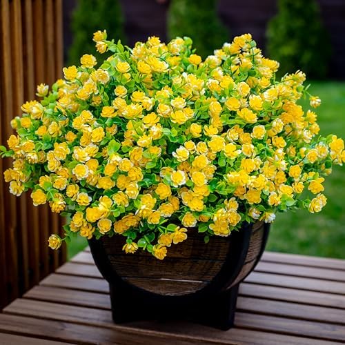 AXYLEX Artificial Flowers for Outdoors, 12 Bundles Fake Plants (Yellow) - Image 2