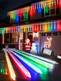Flacchi Meteor Shower Icicle Lights - 5 Tubes 20" Each 270 LED Cascading Raindrop Lights, Timer Outdoor Waterproof Christmas Decorations for Holiday Party(5 in 1 Multi-Colored) by Flacchi