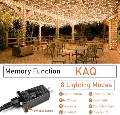 66FT 200LED Christmas String Lights Outdoor/Indoor, Extendable Twinkle Fairy Lights Waterproof Clear Wire with 8 Modes&Timer Function for Garden Bedroom Patio Christmas Tree Decorations (Warm White) - Image 5