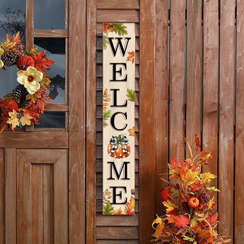 Fall Welcome Sign 47 inch Autumn Pumpkin Vertical Wooden Porch Sign Front Door Decorate For Garden Home Yard Farmhouse Thanksgiving Decor - Image 6
