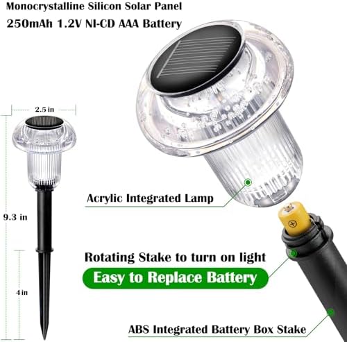 Priddop 8 Pack Solar Garden Lights Outdoor Waterproof 3000K Warm White LED - Image 4
