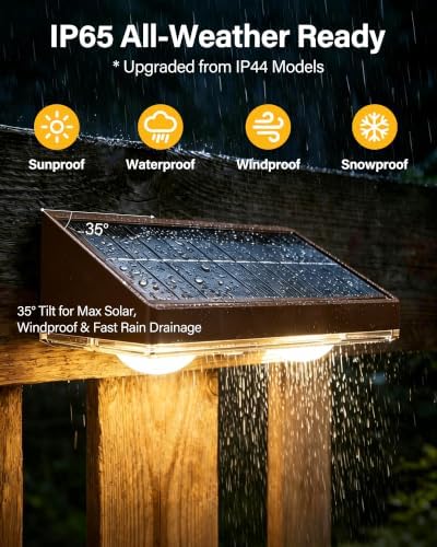 Solar Fence Lights Outdoor, 2 Pack Fence Lights Solar Powered - Image 4