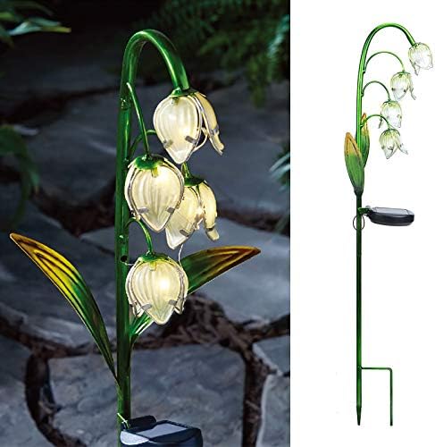 VCUTEKA Outdoor Solar Garden Light, Lily of the Valley Glass Flower Decor by VCUTEKA