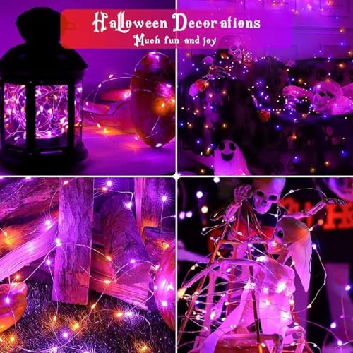 Halloween String Lights 4 Pack Fairy Lights Battery Operated Orang Purple - Image 4