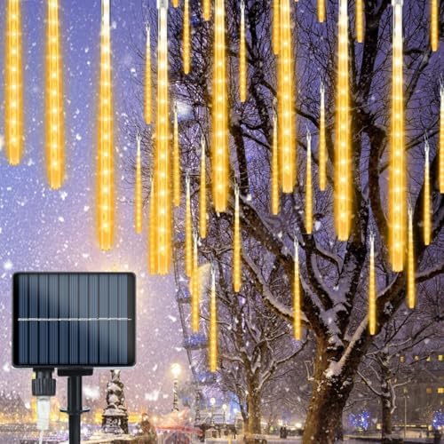 20 Tubes Warm White Solar Christmas Meteor Shower Icicle Lights 480 LED by Flacchi