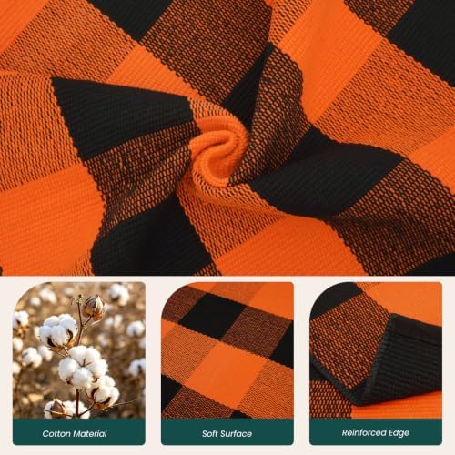 KOZYFLY Buffalo Plaid Rugs 3x5 ft Halloween Orange and Black Front Door Mat - Image 5