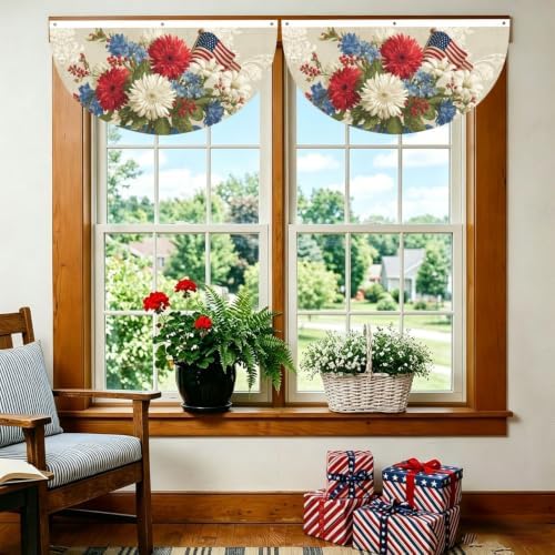 Usa Flag Flower Semicircular Hanging Decorative Bunting Flag 2pcs - Image 6