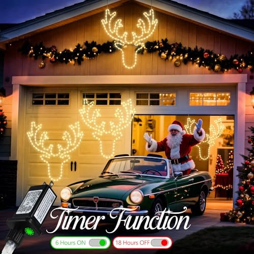 Jyoiat 32-Inch Christmas Reindeer Lights Outdoor with Timer Wall Decor - Image 2