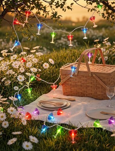 Margarita Glass String Lights, 8.5FT Summer Patio Light with 10 LED Cocktail Drink Lights, Plug in LED String Lights for Indoor Outdoor Party Bar Decor, White Wire (Pack of 3) - Image 5