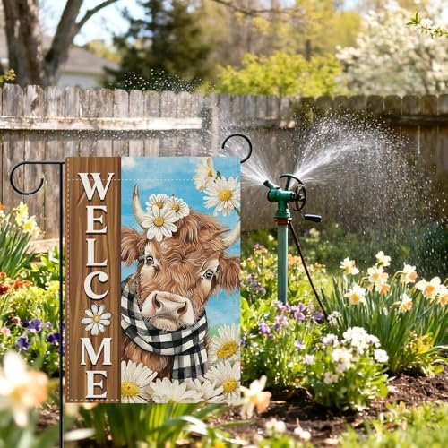 Dyrenson Welcome Spring Summer Highland Cow Decorative Garden Flag - Image 6