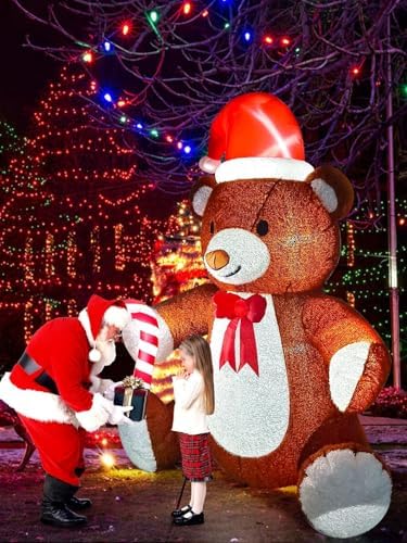 Kalolary 8FT Christmas Inflatable Fluffy Bear Yard Outdoor Decoration - Image 7