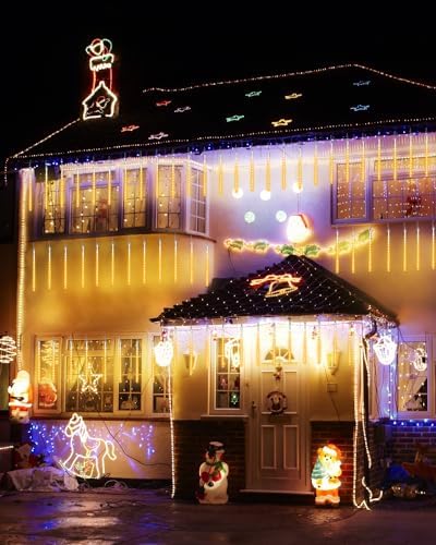 20 Tubes Warm White Solar Christmas Meteor Shower Icicle Lights 480 LED - Image 6