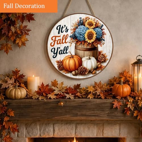 Fall Decorations Wooden Hanging Sign for Home, It's Fall Y'all Pumpkin Sign - Image 6