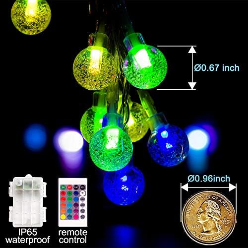 Coloured Globe String Lights Battery Operated，2 Pack 26.2FT 60 LED 16 Colour Changing Water Proof Crystal Ball Outdoor String Lights with Remote Control for Home, Patio,Party, Christmas, Garden Decor - Image 5