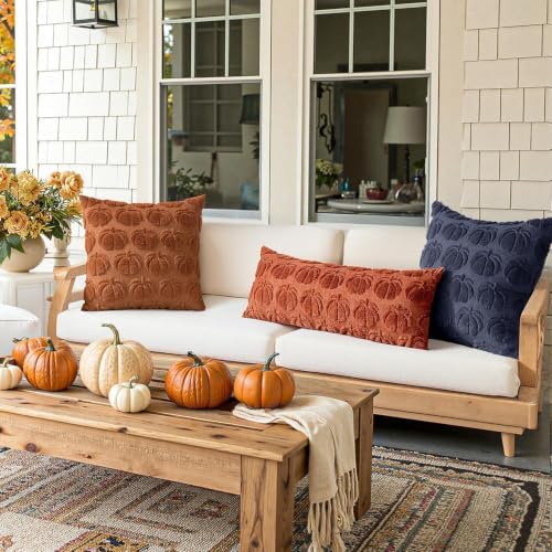 MIULEE Fall Pillow Covers Pumpkin Fall Decor 20x20 Navy Blue - Image 5