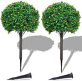 PATIO CHOICE Artificial Topiary Boxwood Ball Trees Set of 2 30" Fake Outdoor Plants Realistic Olive Tree Fake Bushes Lifelike Shrubs Decorations for Outdoor Indoor Front Porch Garden by LittleBeaver