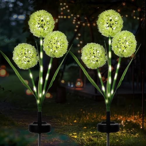MorTime 2 Pack Solar Garden Outdoor Lights, with 6 Dandelion Flower Design Lights for Patio Garden Backyard Holiday Yard Party Wedding Outdoor Spring Decor, Warm White - Image 6