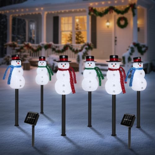 Christmas Snowman Solar Pathway Lights Outdoor Decorations, 6 Pack - Image 6