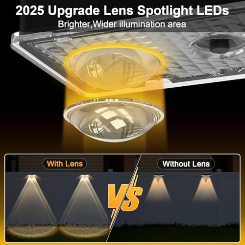 Solar Fence Lights Outdoor 8 Pack, Warm White & Cool White & 6 Colored+RGB Color Changing, High Brightness LED Spot Lens Deck Lights Dusk to Dawn for Backyard Stair Railing Patio Wall, IP65 Waterproof - Image 2