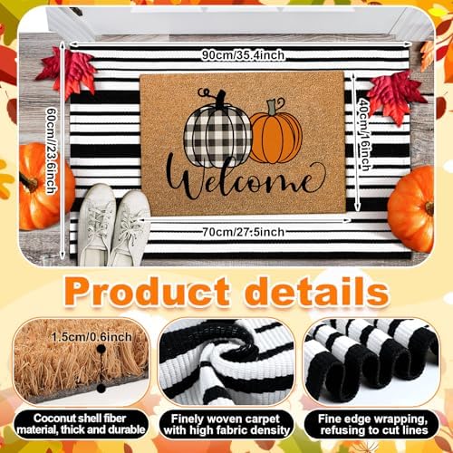 Duraaamo 2 Pcs Fall Coir Doormat Outdoor, Fall Front Door Mats, Non Slip - Image 3