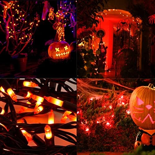 LJLNION 3 Pack Halloween Lights Outdoor, Each 29ft 150 Count Black Wire Incandescent Fairy Mini Lights, 120V UL Certified Clear Light String, Connectable for Patio Tree Party Home Decor, Orange - Image 5