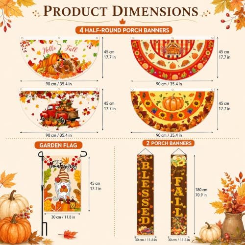 7Pcs Fall Thanksgiving Day Decor Door Banner Outside Bunting Set - Image 3