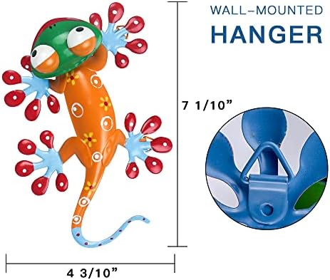 hogardeck Metal Gecko Outdoor Wall Decor, 6 Pack Lizard Wall Art Garden Sculptures & Statues with Free-Adjustable Head Outdoor Spring Decor for Front Yard Fence Patio - Image 3