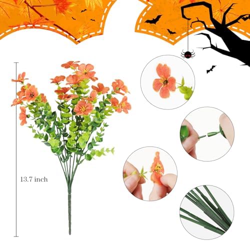 AGIRL Artificial Fall Flowers Fake Mums Outdoor,Faux Plant Porch Decor Home - Image 2