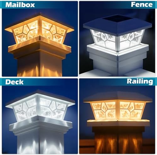 SIEDiNLAR Solar Post Lights Outdoor, 2 Pack, 4 Modes, 40 LEDs, White - Image 2
