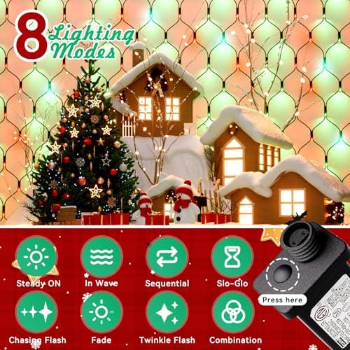 LitHome 14.8FT x 5FT Christmas Net Lights Outdoor Waterproof Connectable - Image 2
