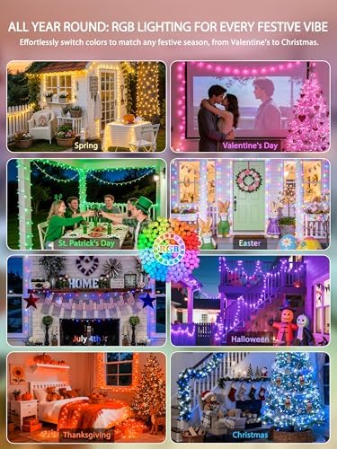 JMEXSUSS 200 LED RGB String Lights Outdoor Indoor, 66Ft Classromm Lights - Image 2
