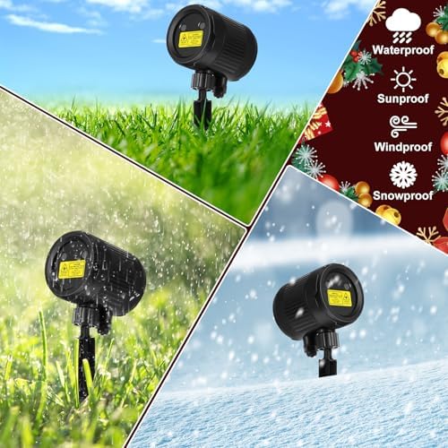 Honoson 1 Pcs Christmas Laser Projector Lights Outdoor RGB Laser Light with Remote Waterproof Motion Xmas Holiday Projector Garden Decoration for Lawns Party House (Red Green Blue Color) - Image 3