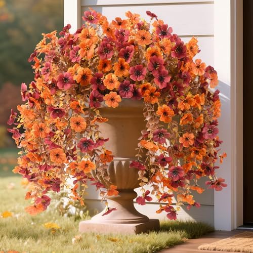 Homsunny Artificial Faux Mums Fall Flowers for Outdoor Outside Decoration - Image 6