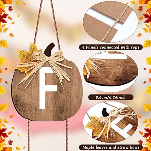 Vicenpal Fall Porch Sign Wooden Hanging Farmhouse,Classic Color,Pumpkin - Image 2