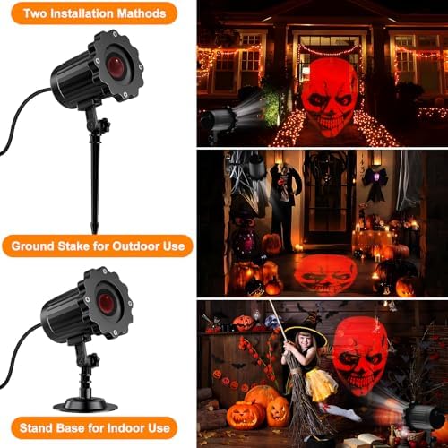 Halloween Projector Light Outdoor - 3D Dynamic Skull Decoration, Clearer HD Patterns, Night Light for Home Window Wall Decor - Image 4