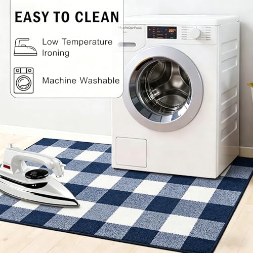 Buffalo Plaid Outdoor Rug 4x6 Ft Navy Blue and White Checkered Area Rug Washable Indoor Outdoor Rugs for Entryway,Hallway, Kitchen, Living Room, Dining Room, Bedroom - Image 6