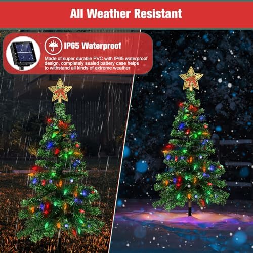 Solar Christmas Trees Lights Outdoor, Solar Powered Xmas Tree Stake Outside - Image 6