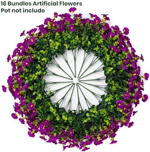 Artificial Faux Flowers for Outdoor 16 Bundles Fake Morning Glory,Fuchsia - Image 4