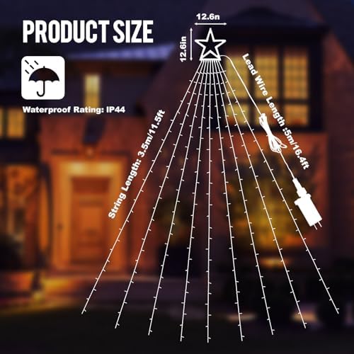 Outdoor Christmas Decorations 11.5ft Blue & White Waterfall Christmas Light - Image 4