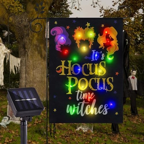 Halloween Lighted Garden Flag, Hocus Pocus Yard Decor, 12x18 in by FLAGMESAGE