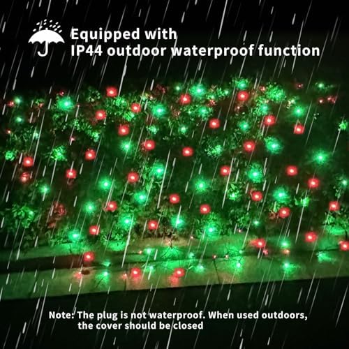 LED Christmas Net Lights Outdoor, UL Certified, 144LED 6ftx6ft, Green Wire, Connectable Waterproof Mesh Light for Christmas Party, Yard, Shrubs and Bushes Decorations (Red&Green) - Image 2