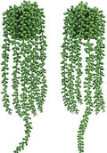 Floweroyal 2pcs Fake Hanging Plants Fake Potted String of Pearls Succulent Plants Small Faux Plants for Indoor Outdoor Shelf Wall Decor by FloweroyalCrafts