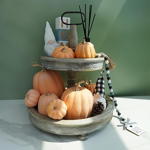Winlyn 10 Pcs Assorted Artificial Orange Pumpkins Decorative Pumpkins Faux Light Orange Pumpkins Foam Pumpkins for Fall Harvest Autumn Wedding Thanksgiving Halloween Table Centerpiece Mantel Décor - Image 7