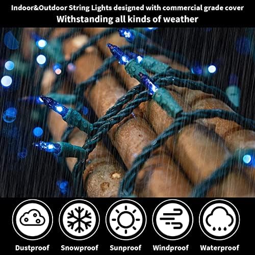LAMPHOME Blue Christmas Lights Decoration 300Lights 63.8ft(2pk of 150L) UL Certified Mini Bulb String Lights Set Hanukkah Traditional Light for Outdoor Christmas Tree Garden Holiday Party Patio Decor - Image 5