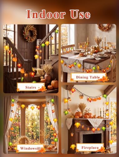 Fall Decor String Lights, 8.5FT 10 LED Thanksgiving Lights Outdoor Plug in - Image 7