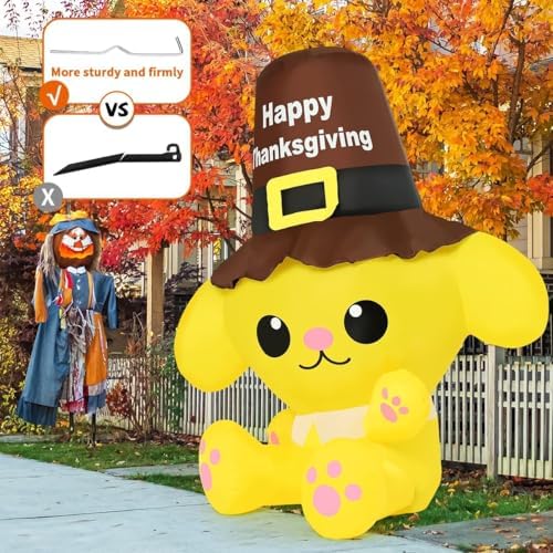 COMIN 5.2 FT Thanksgiving Inflatables Outdoor Dog Decorations, Fall Blow Up Inflatable with Built-in LEDs for Thanksgiving Indoor Yard Lawn Garden Decor - Image 2