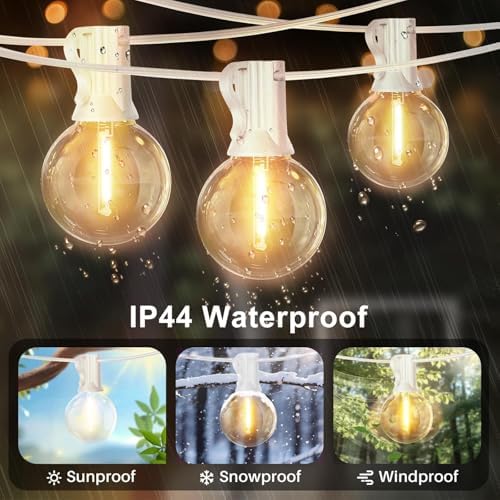 LAMPHOME 26FT LED Outdoor String Lights, 2 Pack12+1 Shatterproof G40 Edison Bulbs, Connectable & Weatherproof Commercial Grade Patio Lights, Warm White Backyard Decorative Lighting - Image 3
