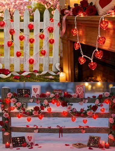 Valentines Red Heart String Lights Plug in, 8.5Ft Outdoor Valentine's Day Decorations Lights with 10 LED Red Heart Lights, Heart Fairy String Lights for Indoor Home Window Wedding Party Xmas Decor - Image 6