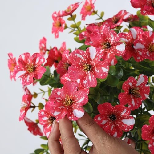 8PCS 29.5"Fake Hanging Flower&Eucalyptus for Front Porch Decor(Rose Red) - Image 6