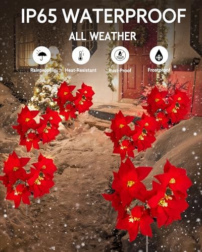2 Pack Solar Christmas Flower Lights-IP65 Waterproof XS Pathway Lights - Image 3